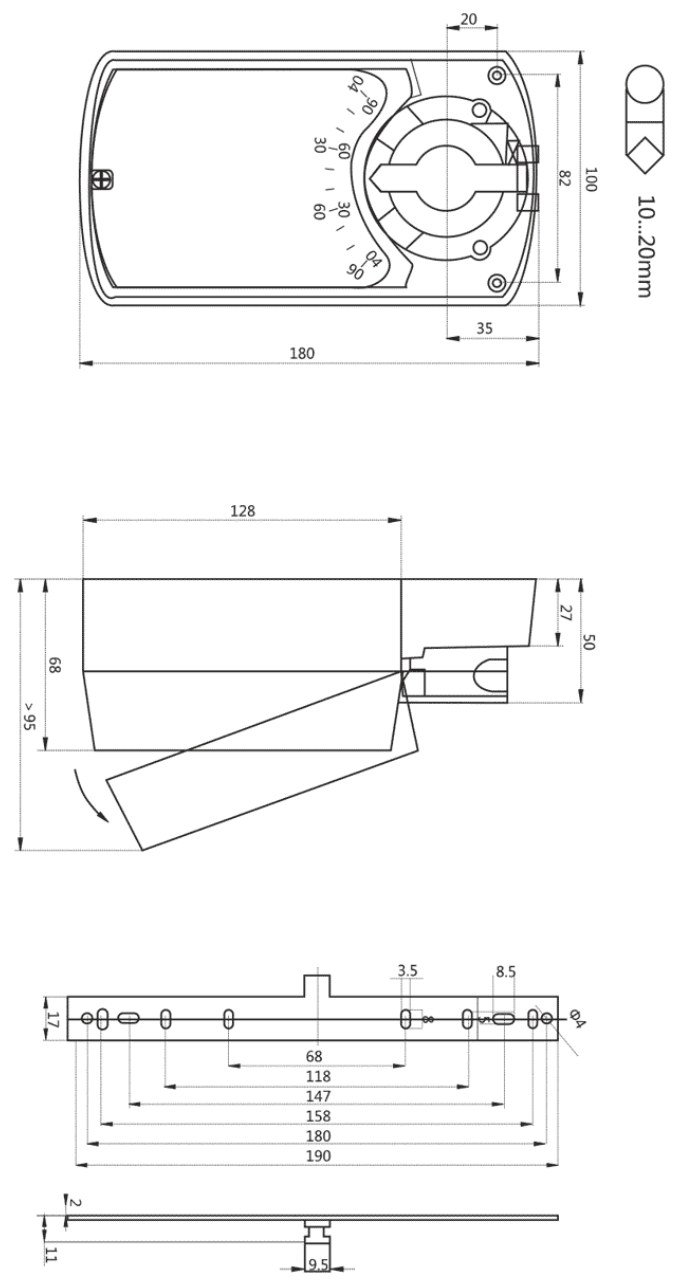 Электропривод Нанотек SM 230 B (16 Н·м, без пружины)