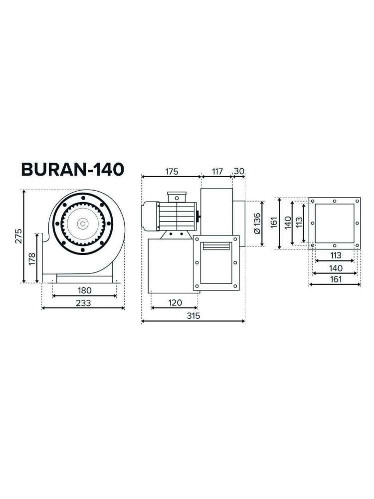 Вентилятор радиальный BURAN 140 220V Пр0 4полюс ERA PRO