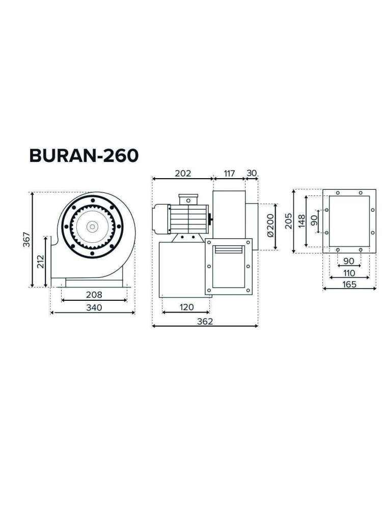 Вентилятор радиальный BURAN 260 220V Пр0 2полюс ERA PRO