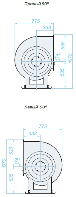 Аэродинамические характеристики, габаритно-присоединительные размеры — ВЕНТИЛЯТОР РАДИАЛЬНЫЙ SVRz 5 DU